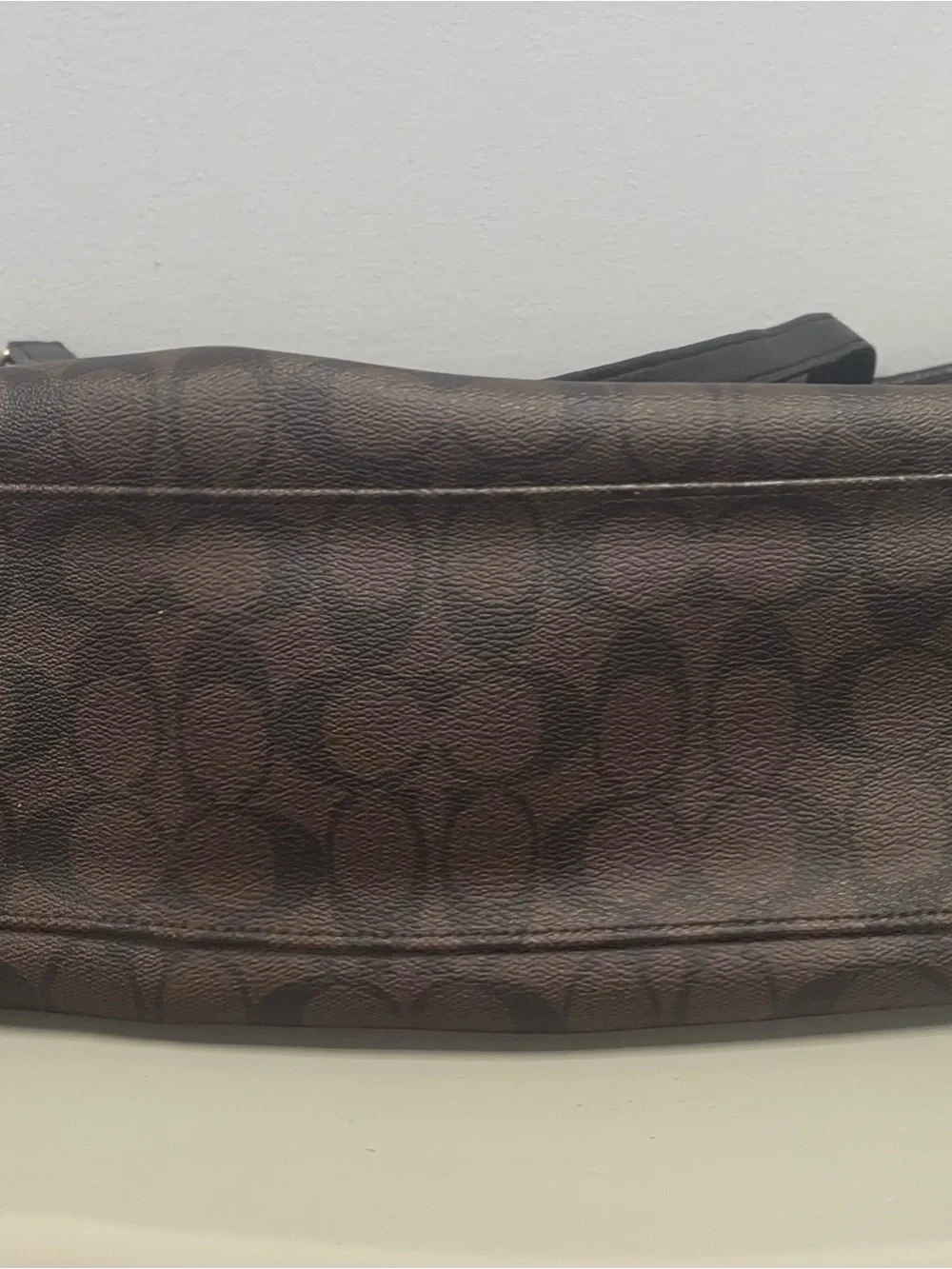 Coach Brown Signature Canvas Tote with Dark Leather Trim